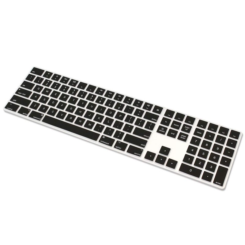 ProElife Ultra Thin Silicone Keyboard Cover Protector for 2019-2017 Apple iMac Magic Keyboard with Numeric Keypad A1843 Full Size Wireless Bluetooth Numeric Keyboard, US Enter (Black) - Image 1
